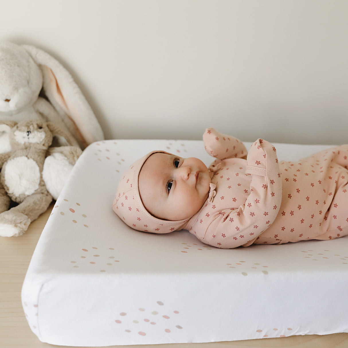 Changing Pad Cover | Cradle Sheet - Dusty Pink Raindrops - HoneyBug