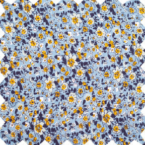 Girls Adelaide Velvet Tie Dress | Blue and Mustard Wildflowers - HoneyBug