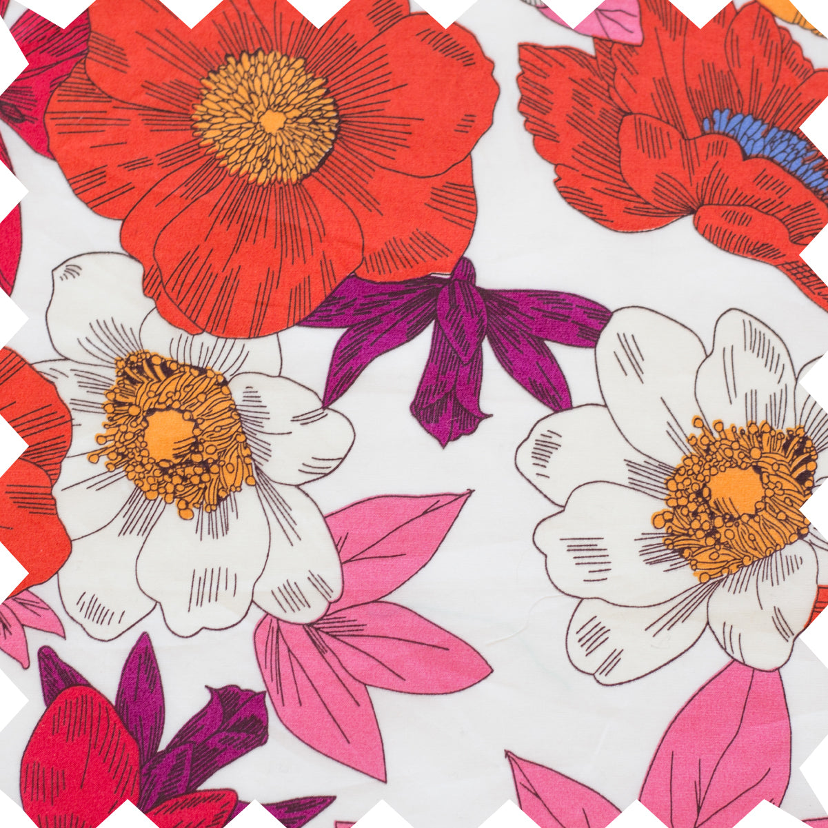 Girls Everly Square Neck Dress | Red and Orange Floral Medley - HoneyBug