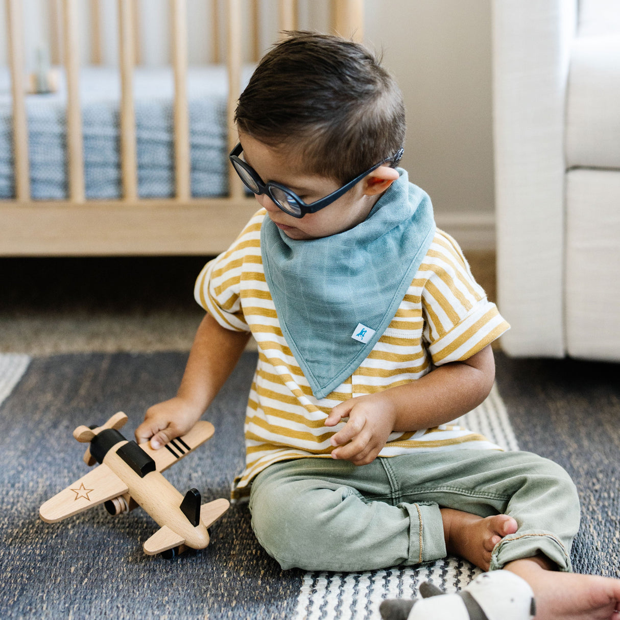 Cotton Muslin + Fleece Bandana Bib 4 Pack - Woof - HoneyBug