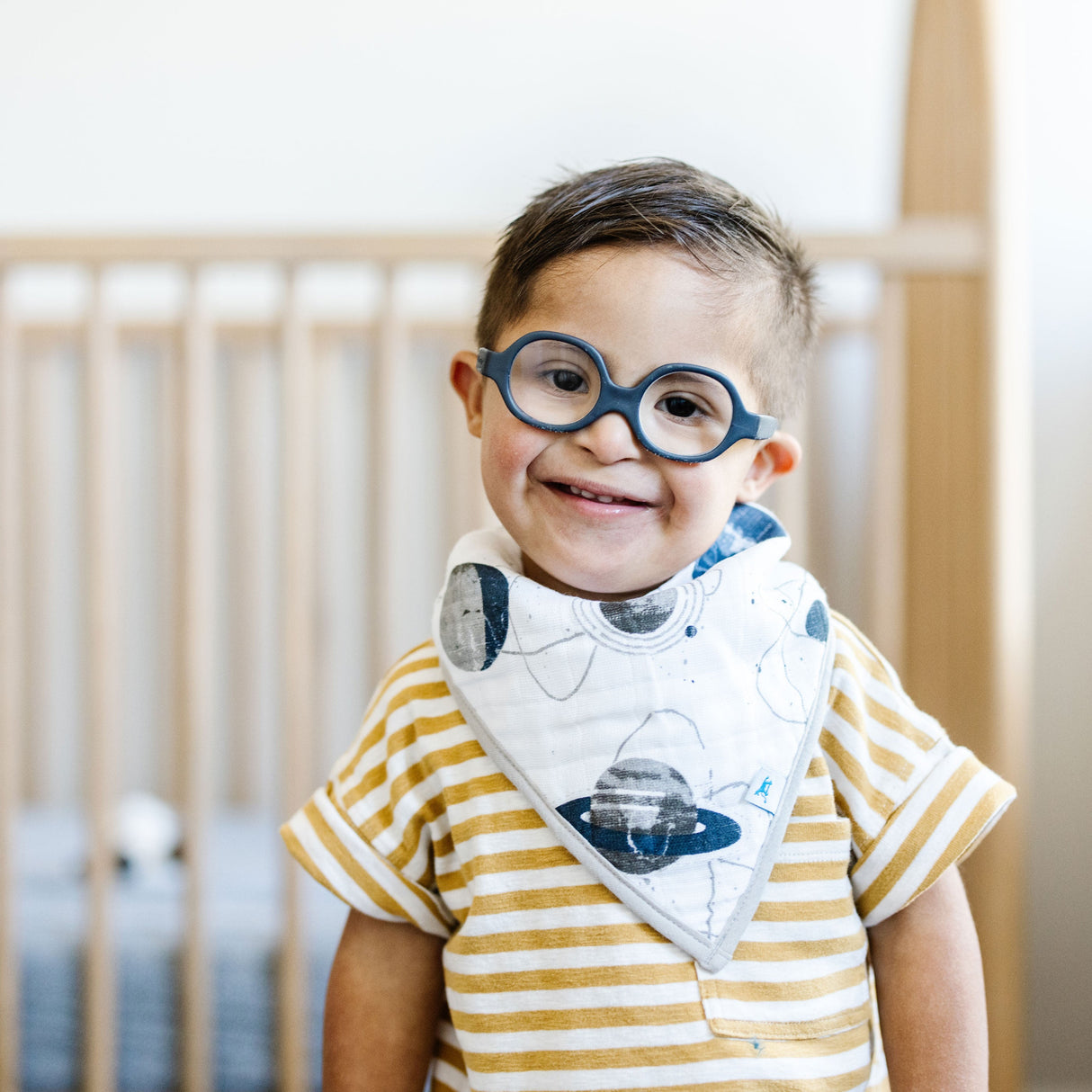 Cotton Muslin + Fleece Bandana Bib 4 Pack - Planetary - HoneyBug