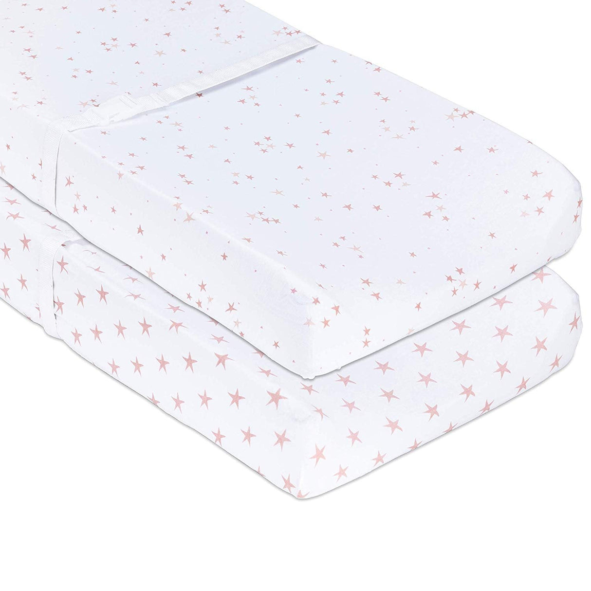 Changing Pad Cover | Cradle Sheet Set - Mauve Pink Stars - HoneyBug