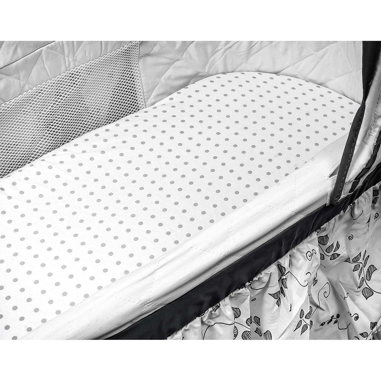 Bassinet Sheet Set - Grey Chevron & Polka Dot - HoneyBug