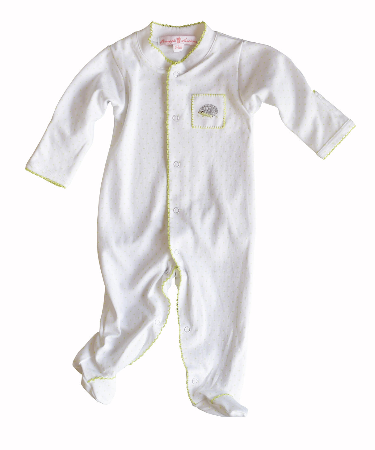 Cameryn Hedgehog Green Polka Dot Footie - HoneyBug