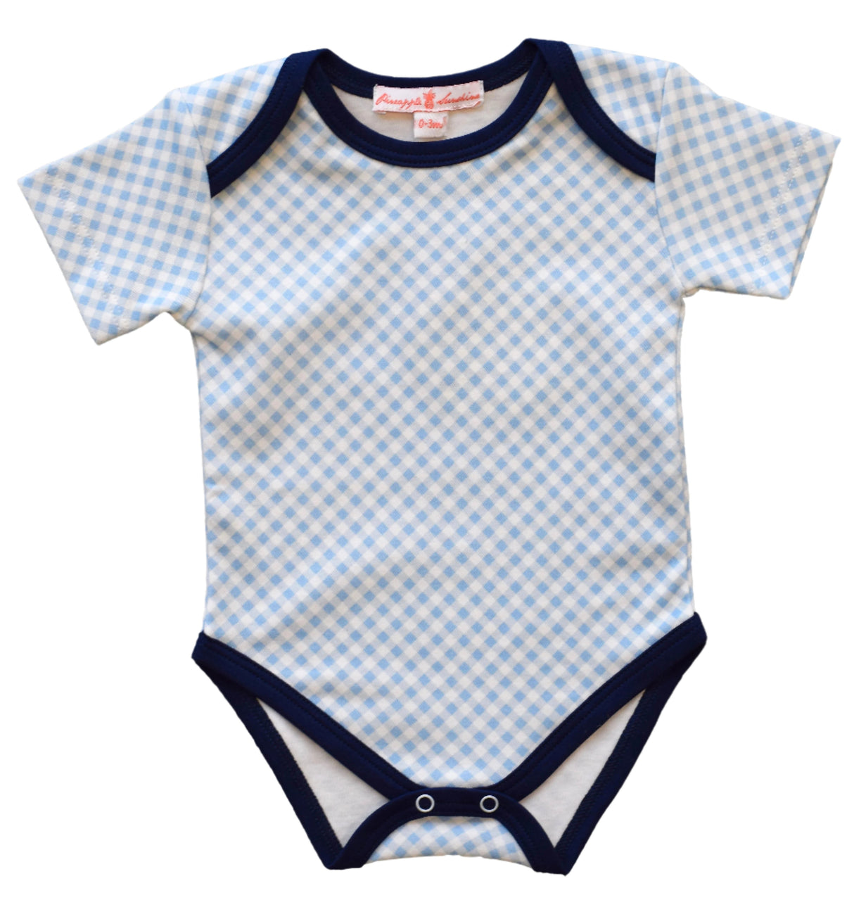 Blue Gingham Short Sleeve Onesie - HoneyBug