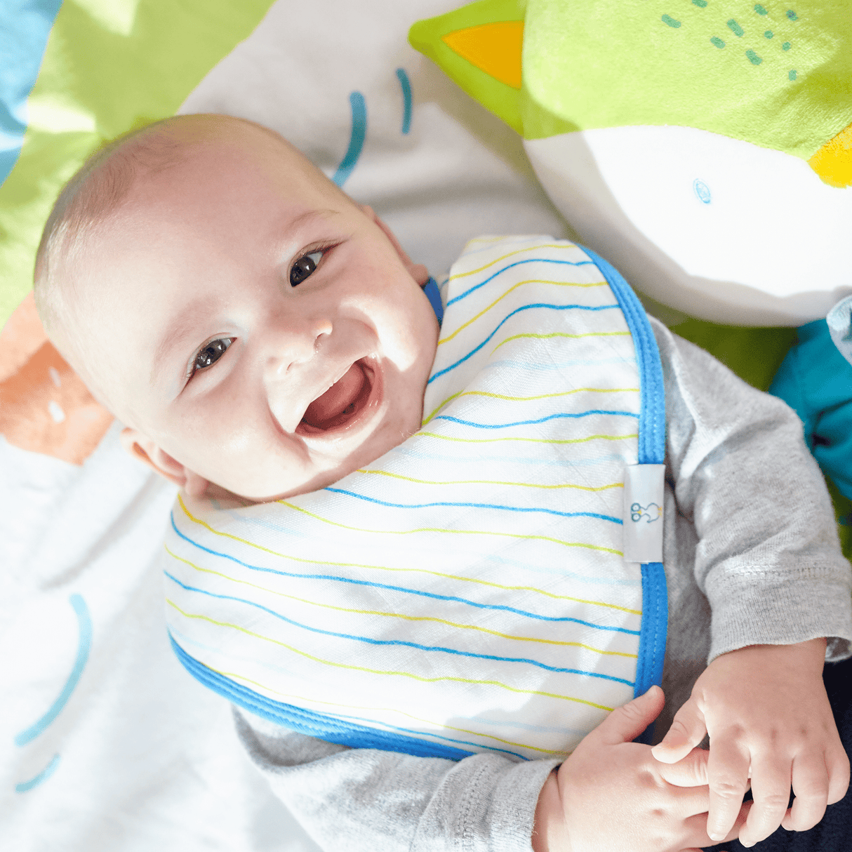 Stripes and Rain Drops 2 Pack Muslin & Terry Cloth Bib Set - HoneyBug