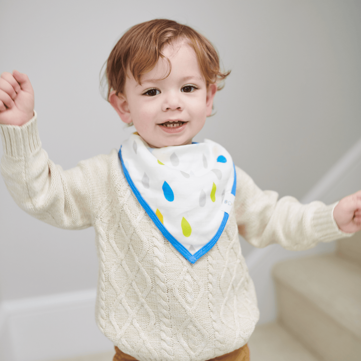 Stripes and Rain Drops 2 Pack Muslin & Terry Cloth Bib Set - HoneyBug