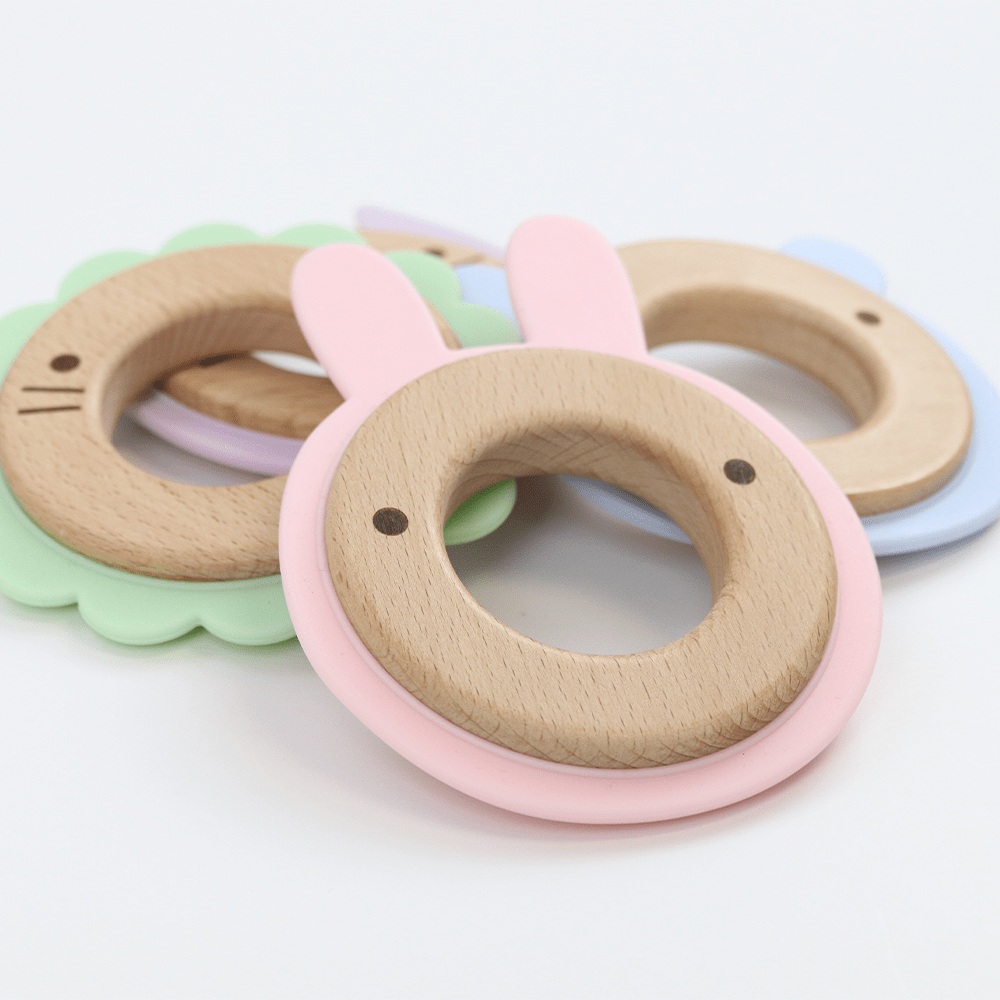 Lion Mint Animal Teether Wooden + Silicone - HoneyBug