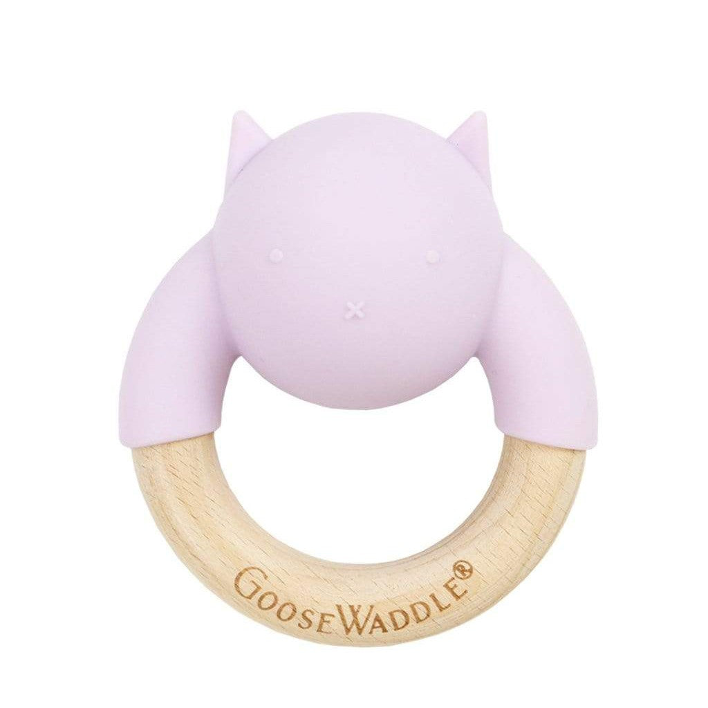 Rattle Teether Wooden + Silicone (4 Colors) - HoneyBug