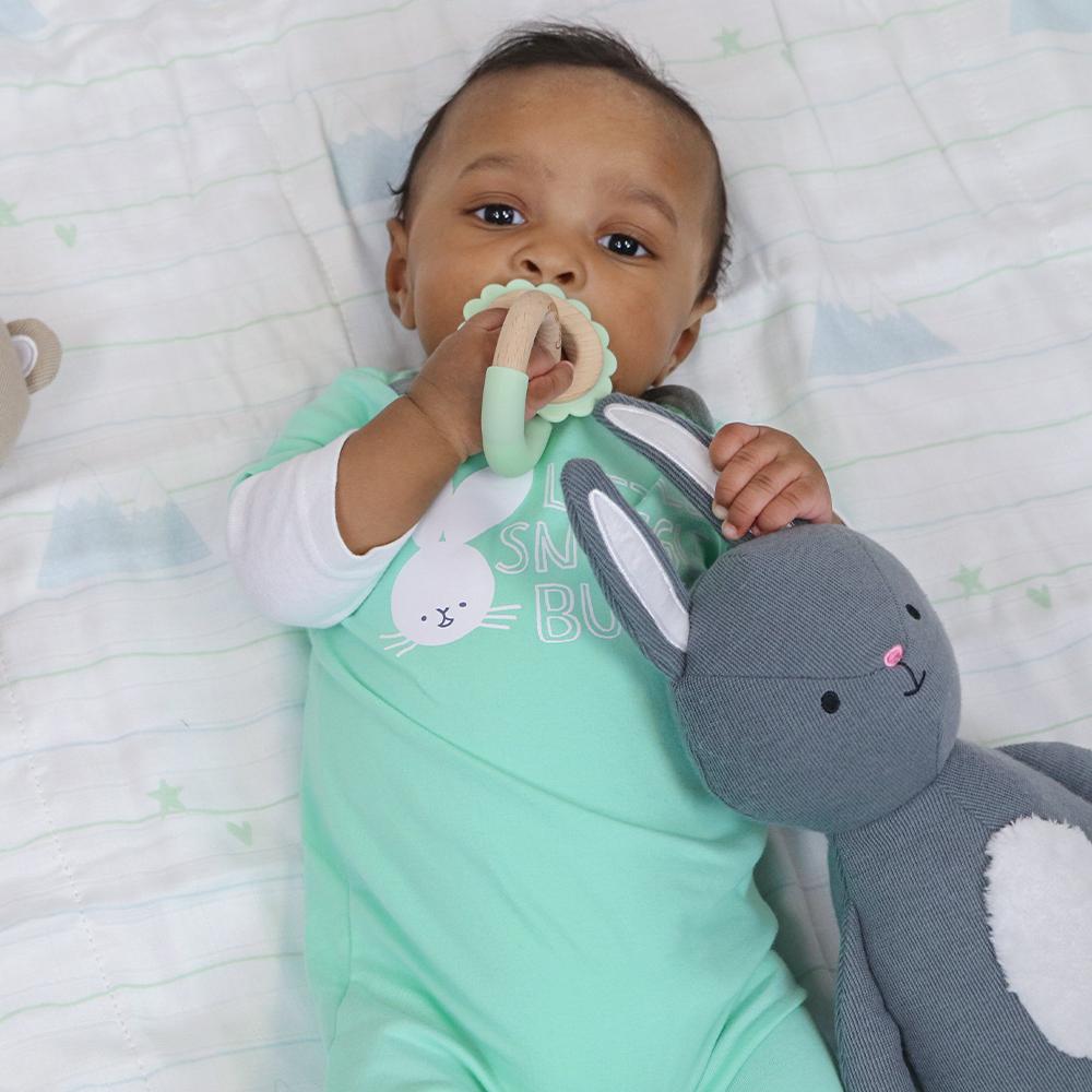 Mint Lion Silicone + Wood Double Teether - HoneyBug