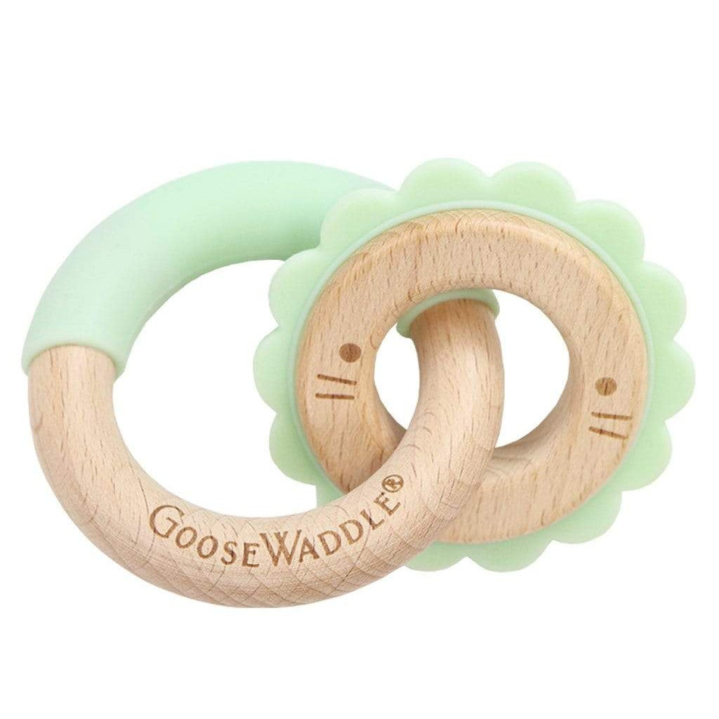 Mint Lion Silicone + Wood Double Teether - HoneyBug