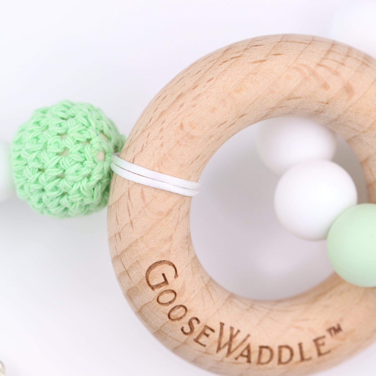Wooden and Silicone Teether - Mint - HoneyBug