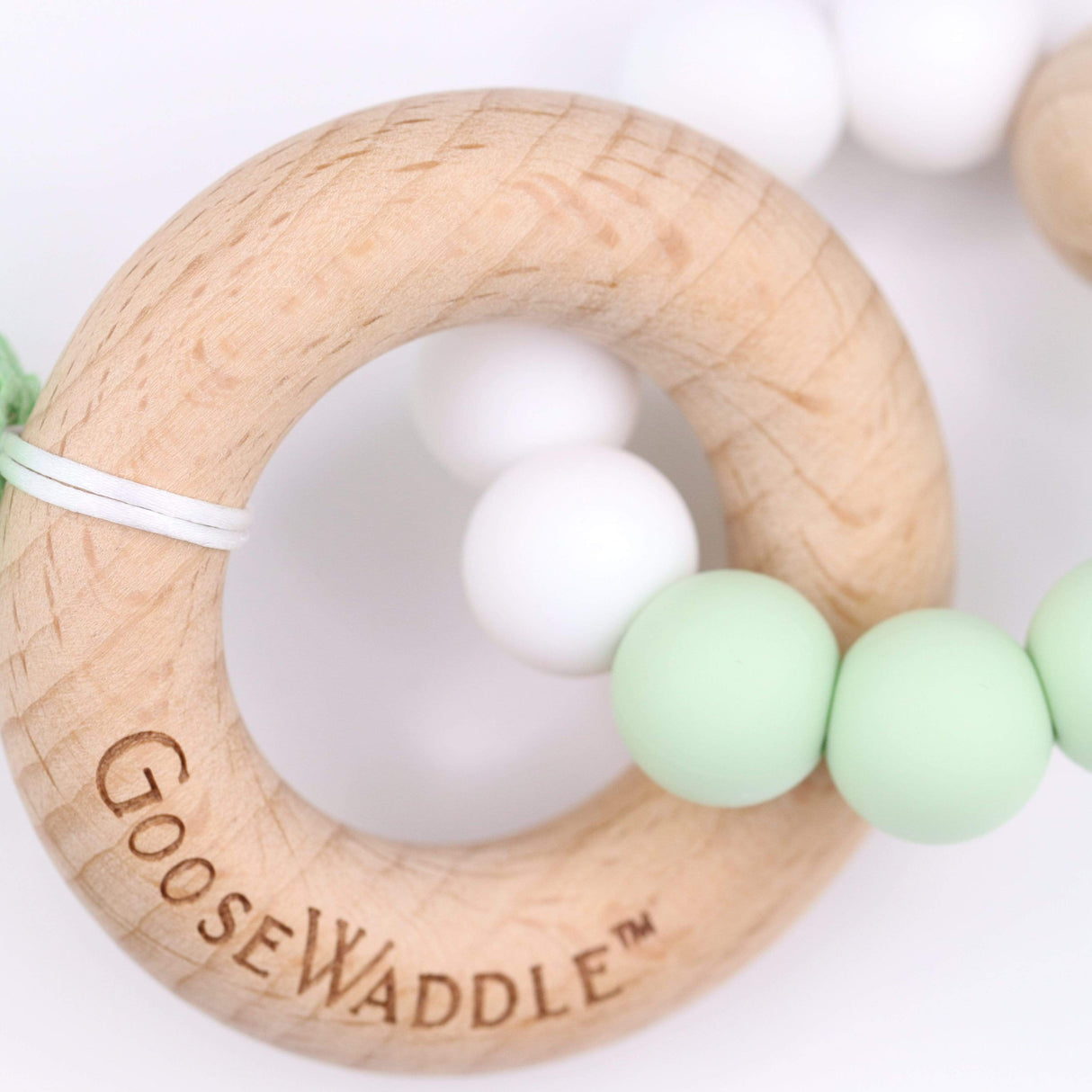 Wooden and Silicone Teether - Mint - HoneyBug