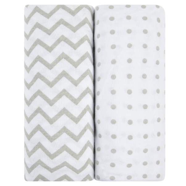Crib Sheet Set - Grey Chevron & Polka Dot - HoneyBug