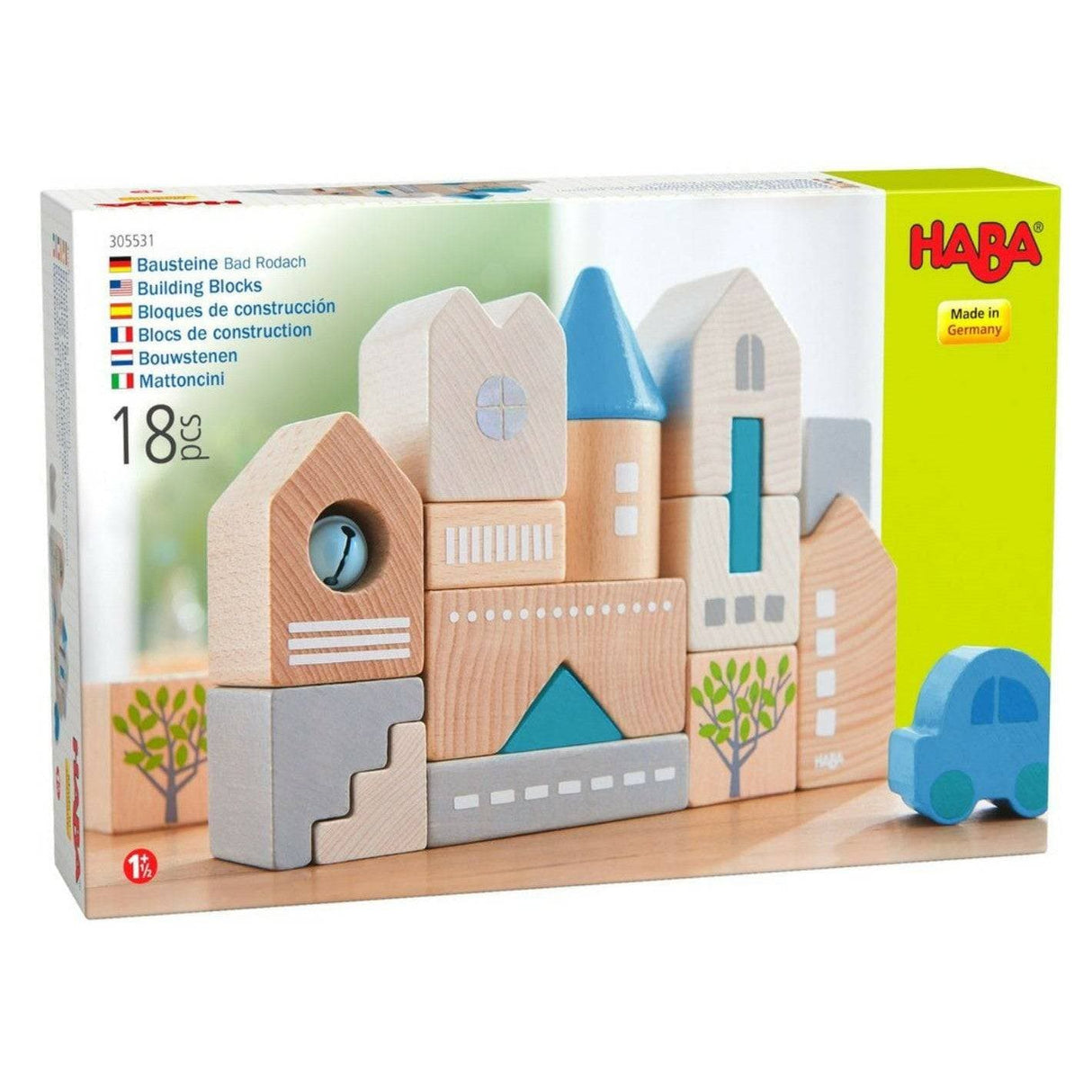 Bad Rodach 18 Piece Wooden Building Blocks - HoneyBug