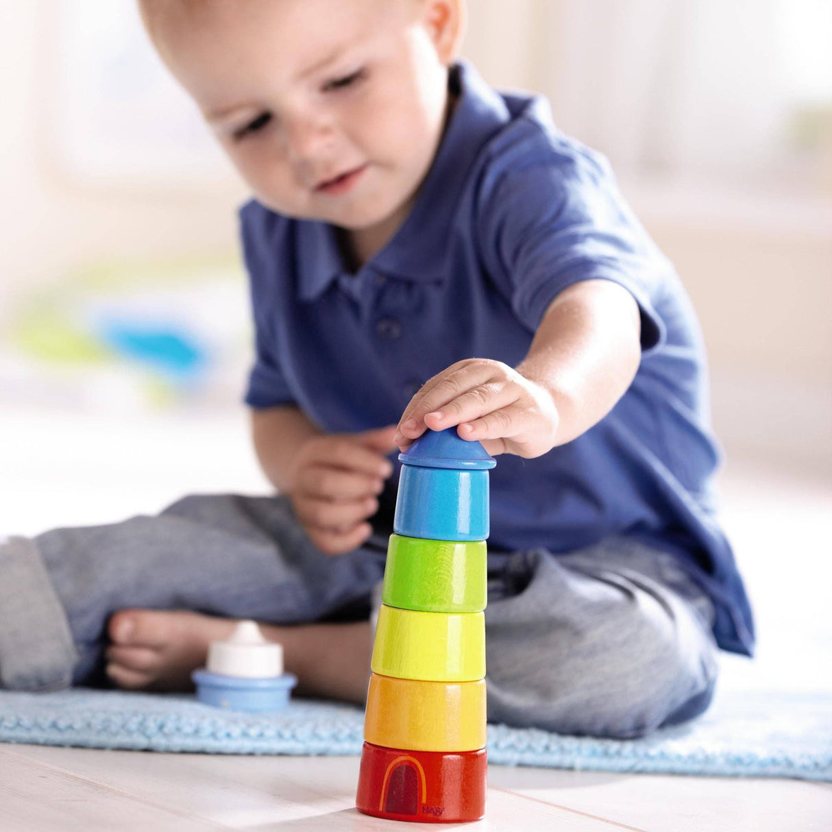 Lighthouse Wooden Rainbow Stacker - HoneyBug