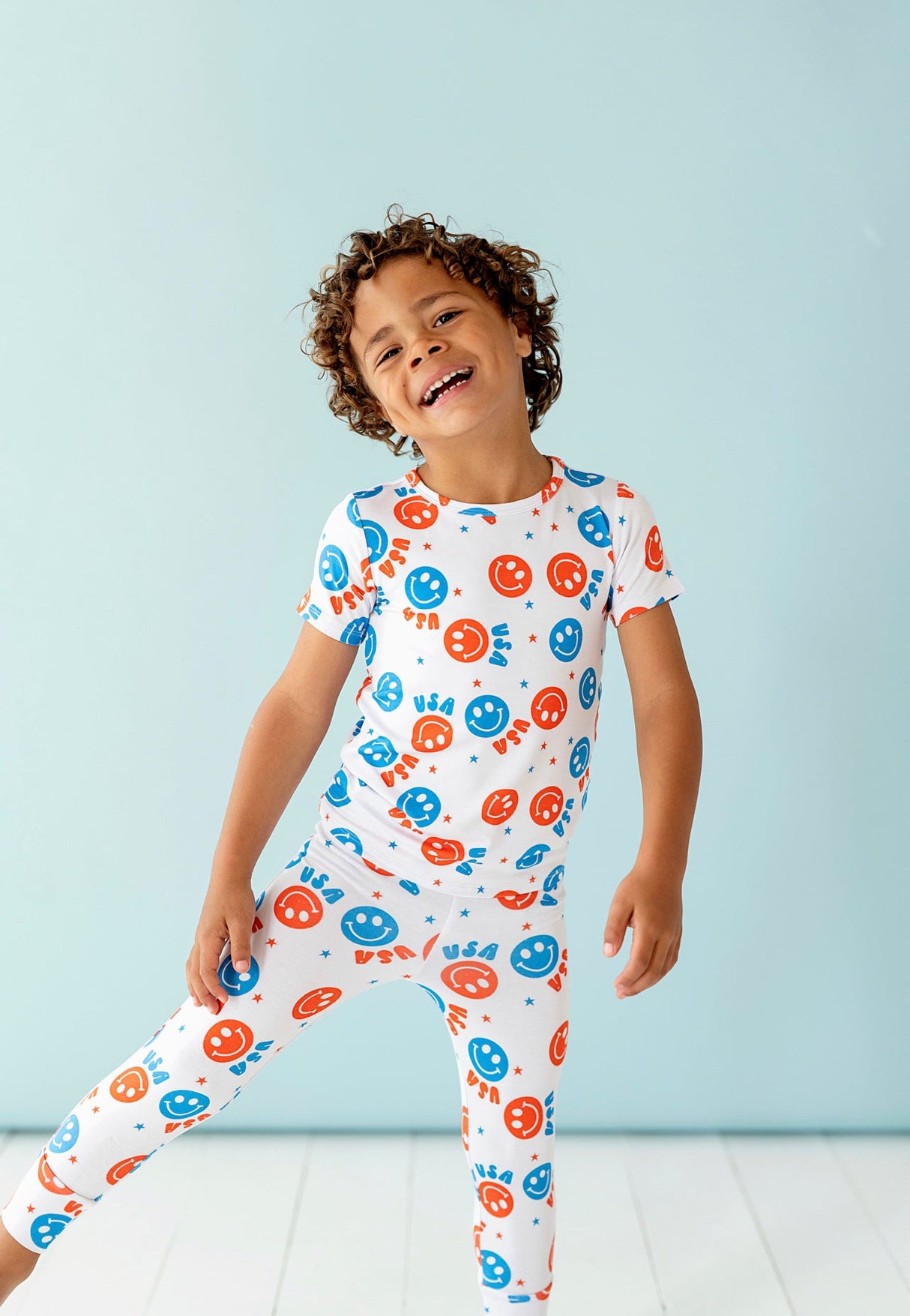 USA Happy Face Two-Piece Long Set - HoneyBug