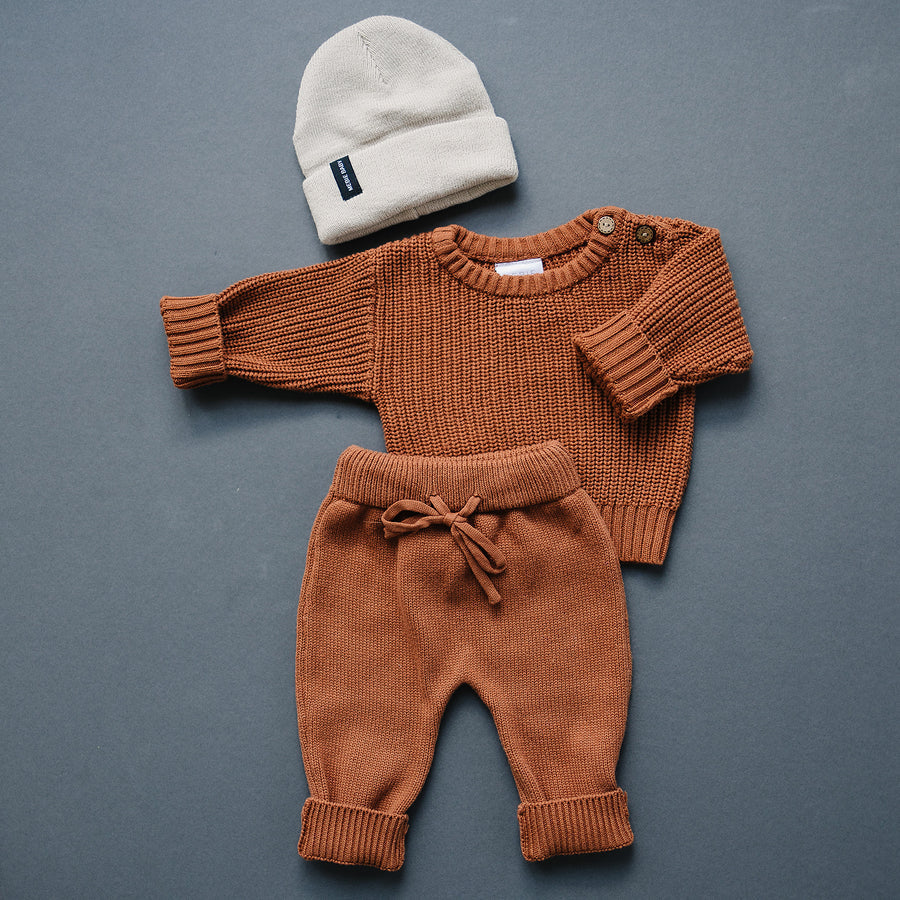 Oatmeal Mebie Baby Beanie - HoneyBug