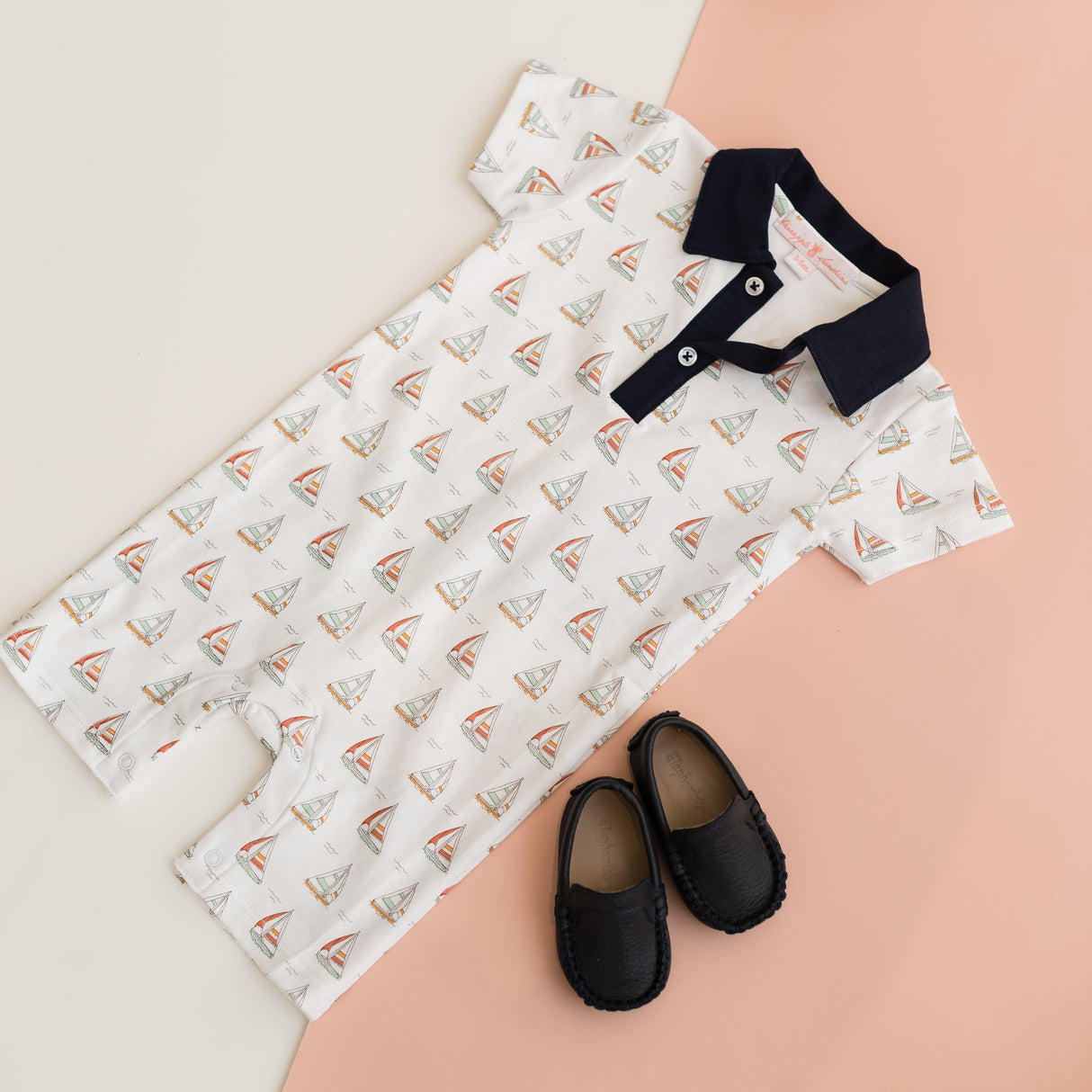 Sailboat Romper with Collar - HoneyBug