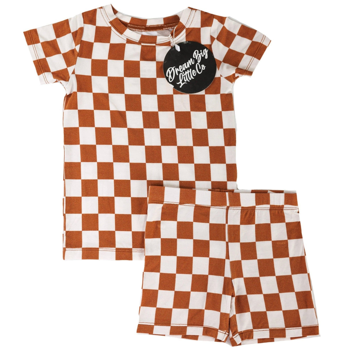 COPPER CHECKERS DREAM SHORT SET - HoneyBug