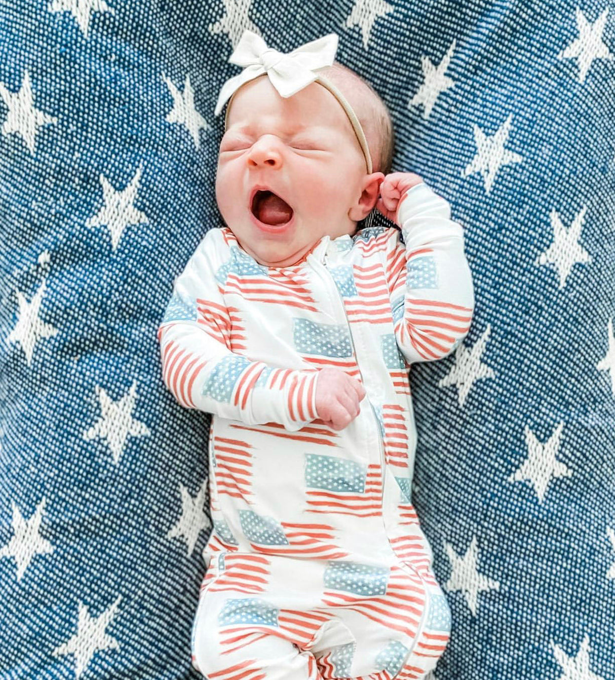 American Flag Convertible Foot Onesie - HoneyBug