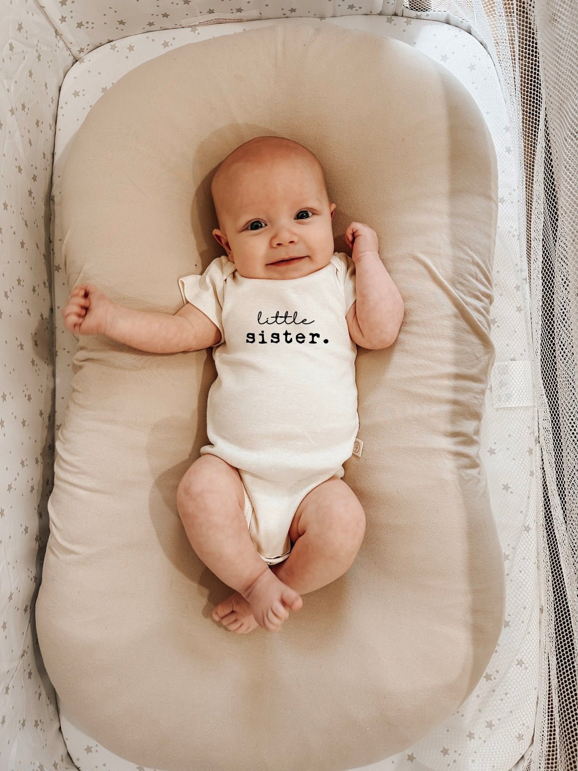 Little Sister Organic Cotton Short Sleeve Baby Bodysuit - HoneyBug