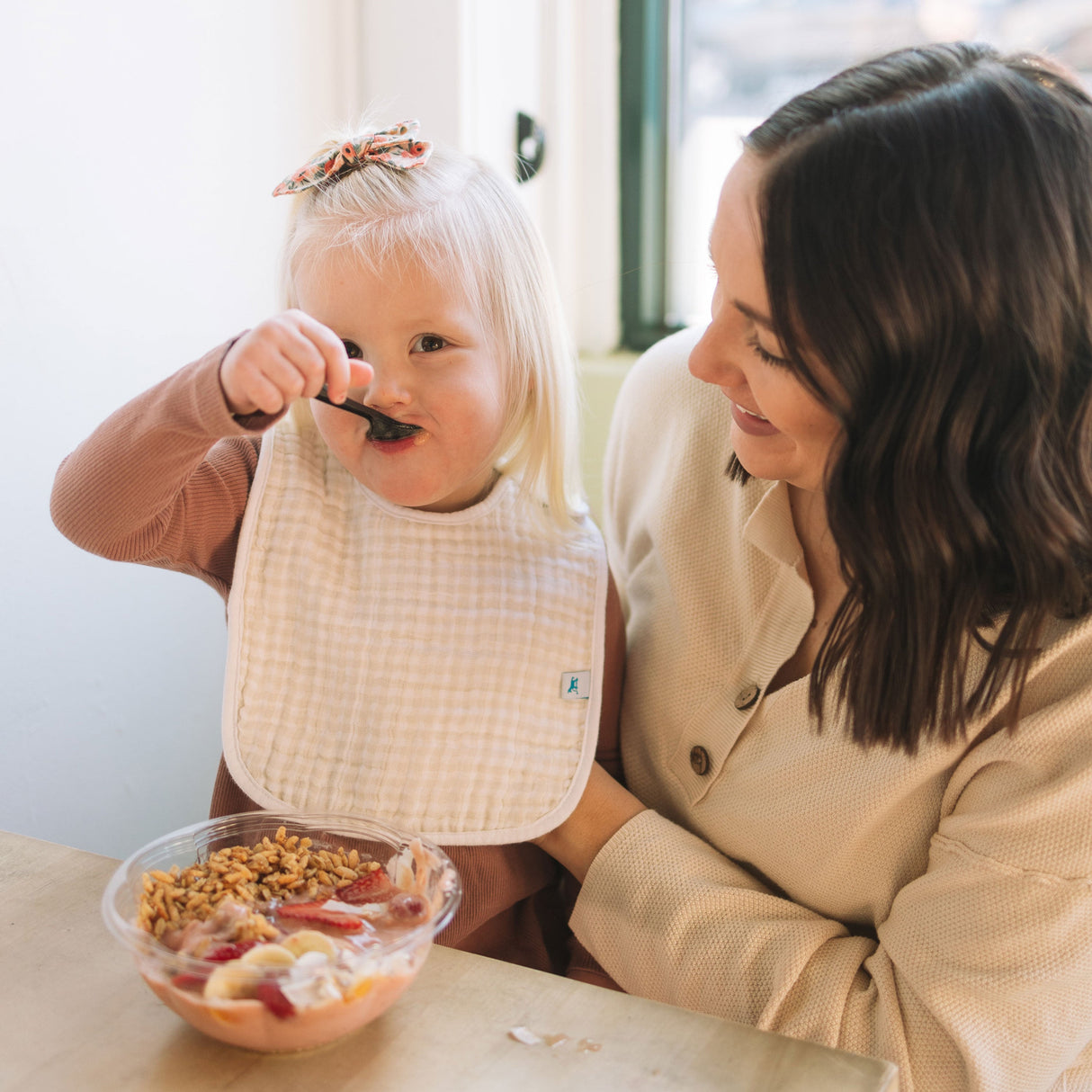 Cotton Muslin Classic Bib 3 Pack - Georgia Peach - HoneyBug