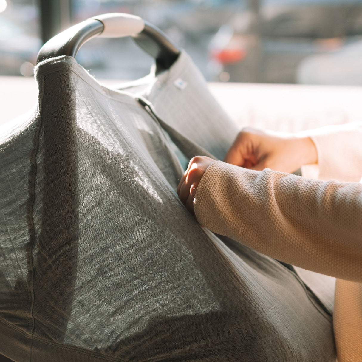 Cotton Muslin Car Seat Canopy - Sea - HoneyBug