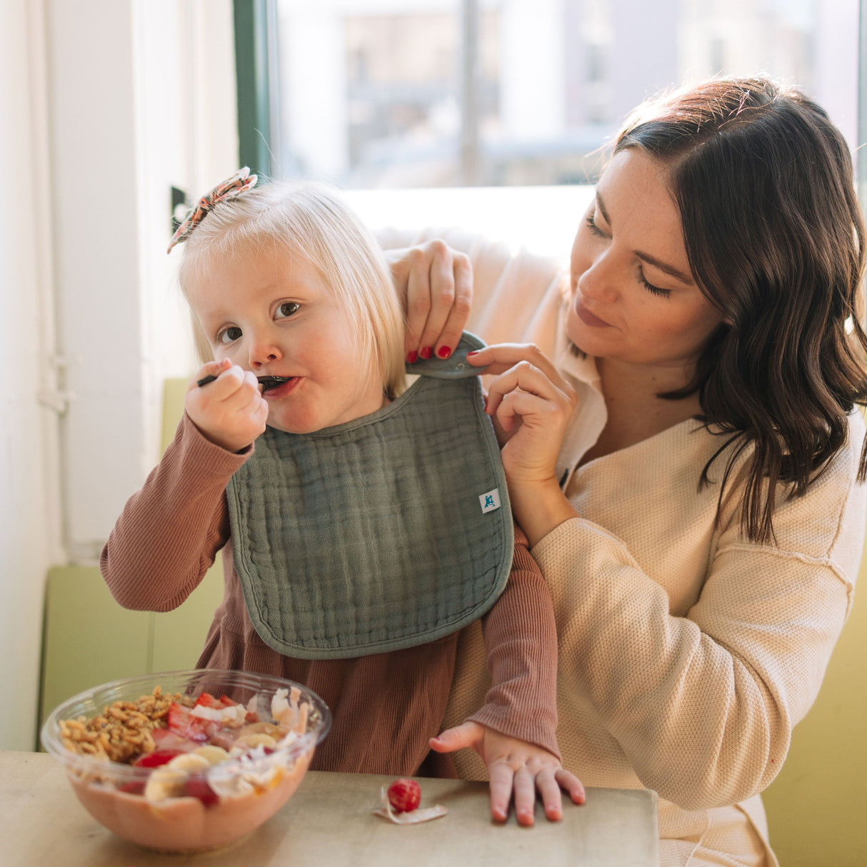 Cotton Muslin Classic Bib 3 Pack - Georgia Peach - HoneyBug