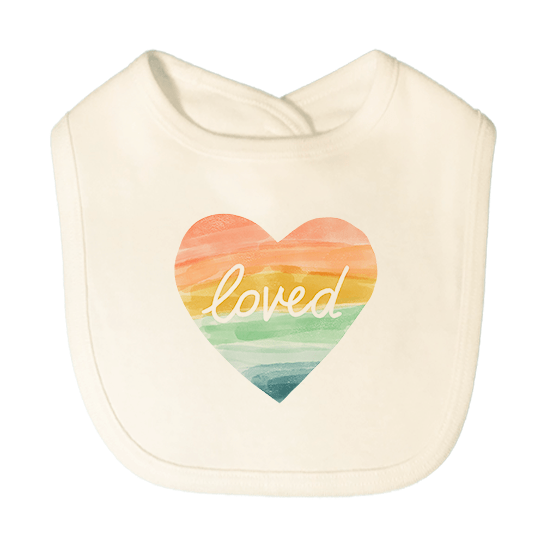 graphic bib | loved rainbow heart