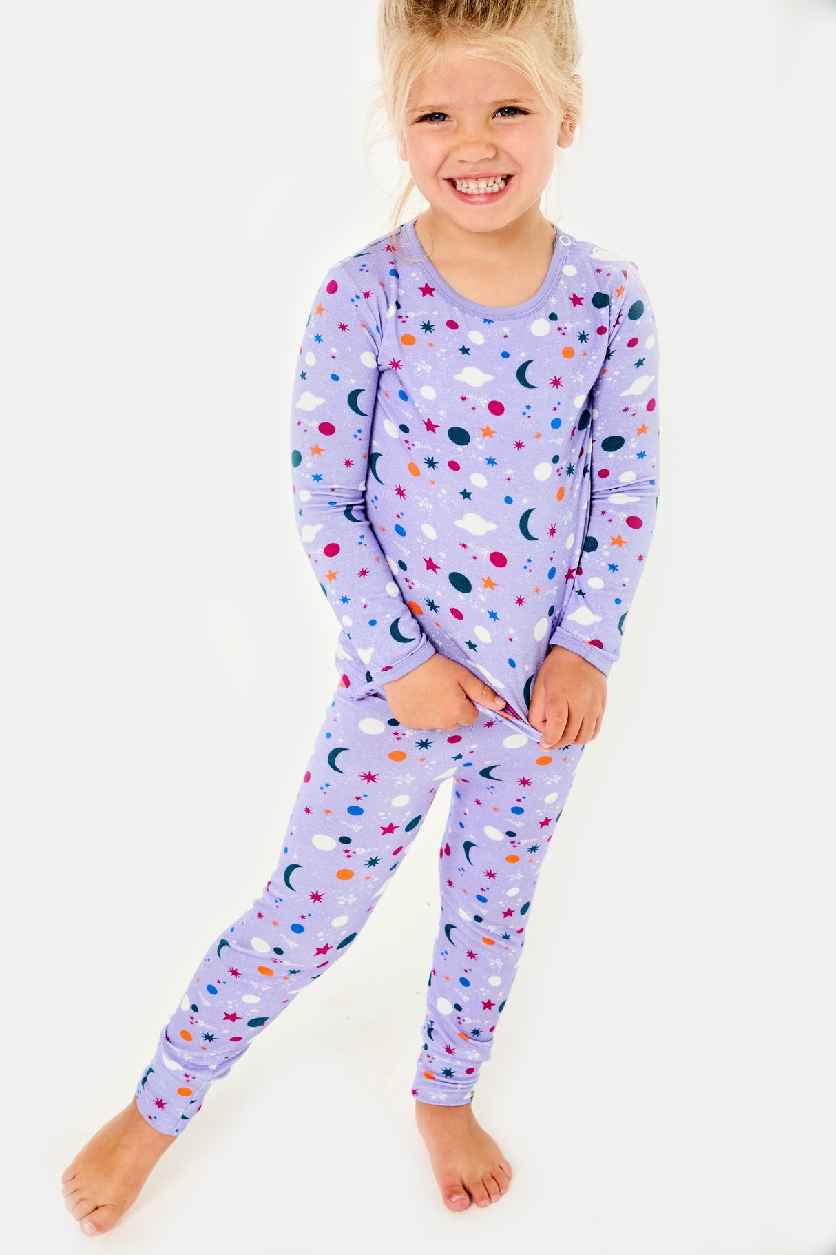 Long Sleeve Pajama Set - Luna Lavender - HoneyBug
