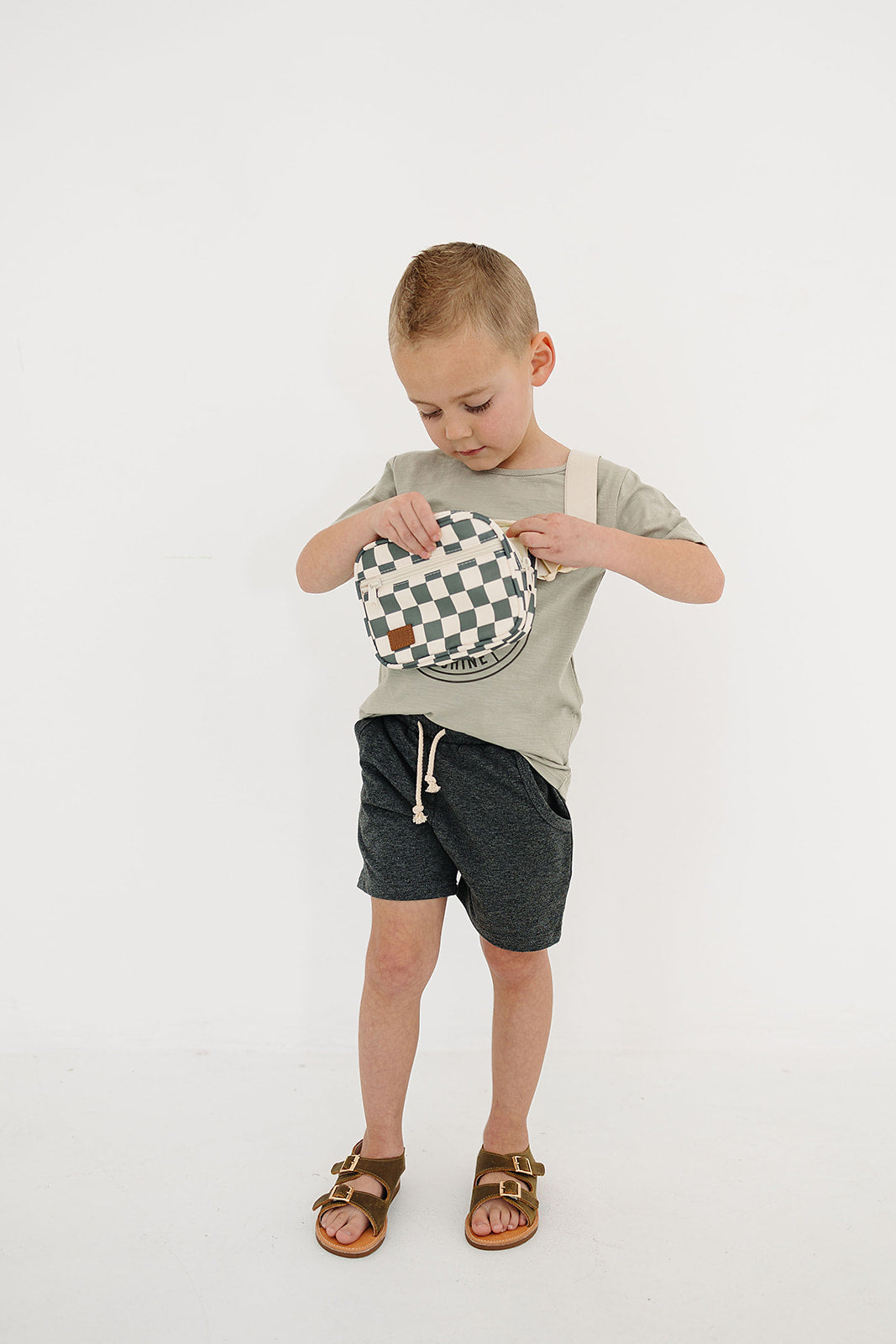 Green Checkered Mini Fanny Pack - HoneyBug