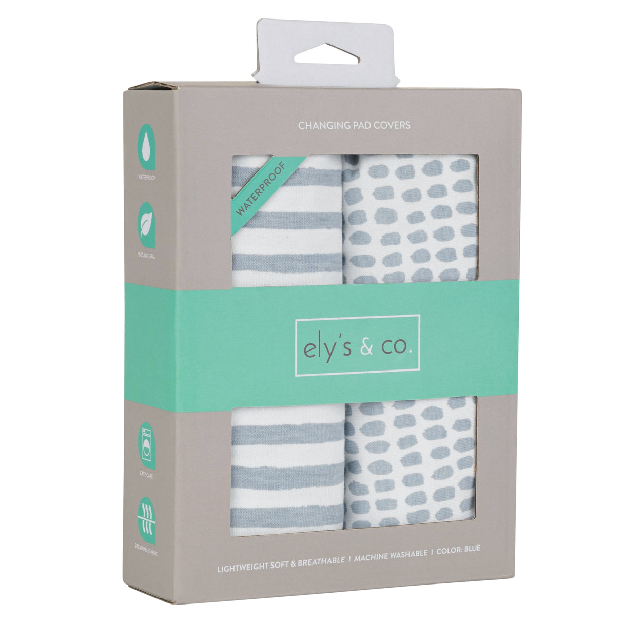Waterproof Changing Pad Cover | Cradle Sheet Set - Misty Blue Stripes & Splash - HoneyBug