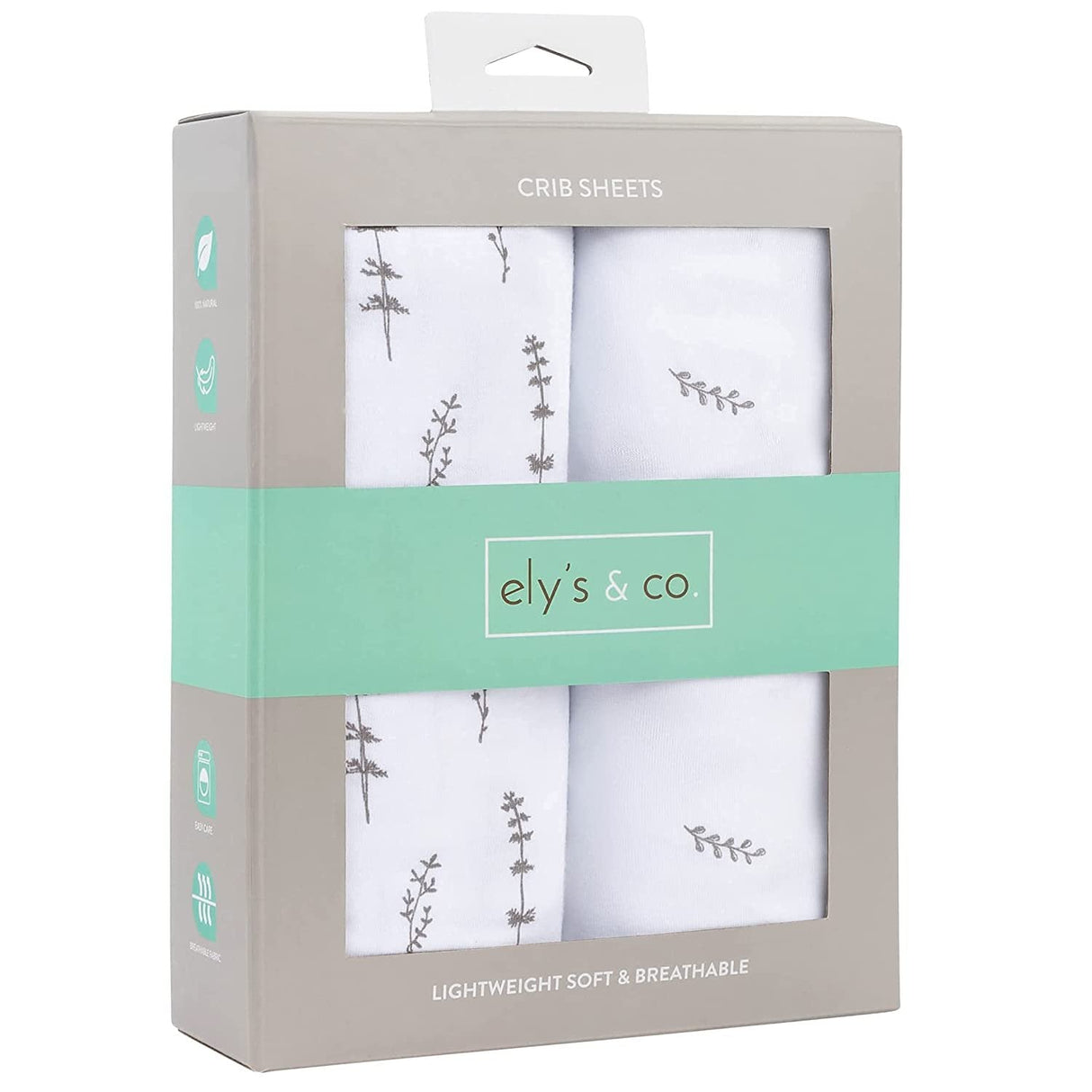 Crib Sheet Set - Forest Grey Leaf - HoneyBug