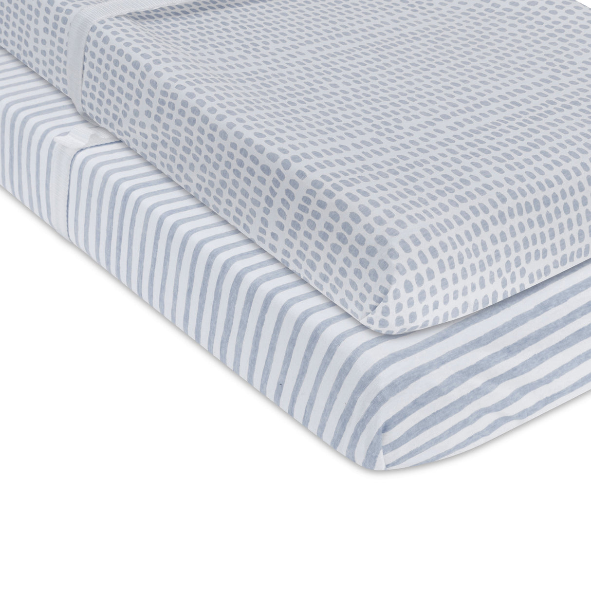 Waterproof Changing Pad Cover | Cradle Sheet Set - Misty Blue Stripes & Splash - HoneyBug