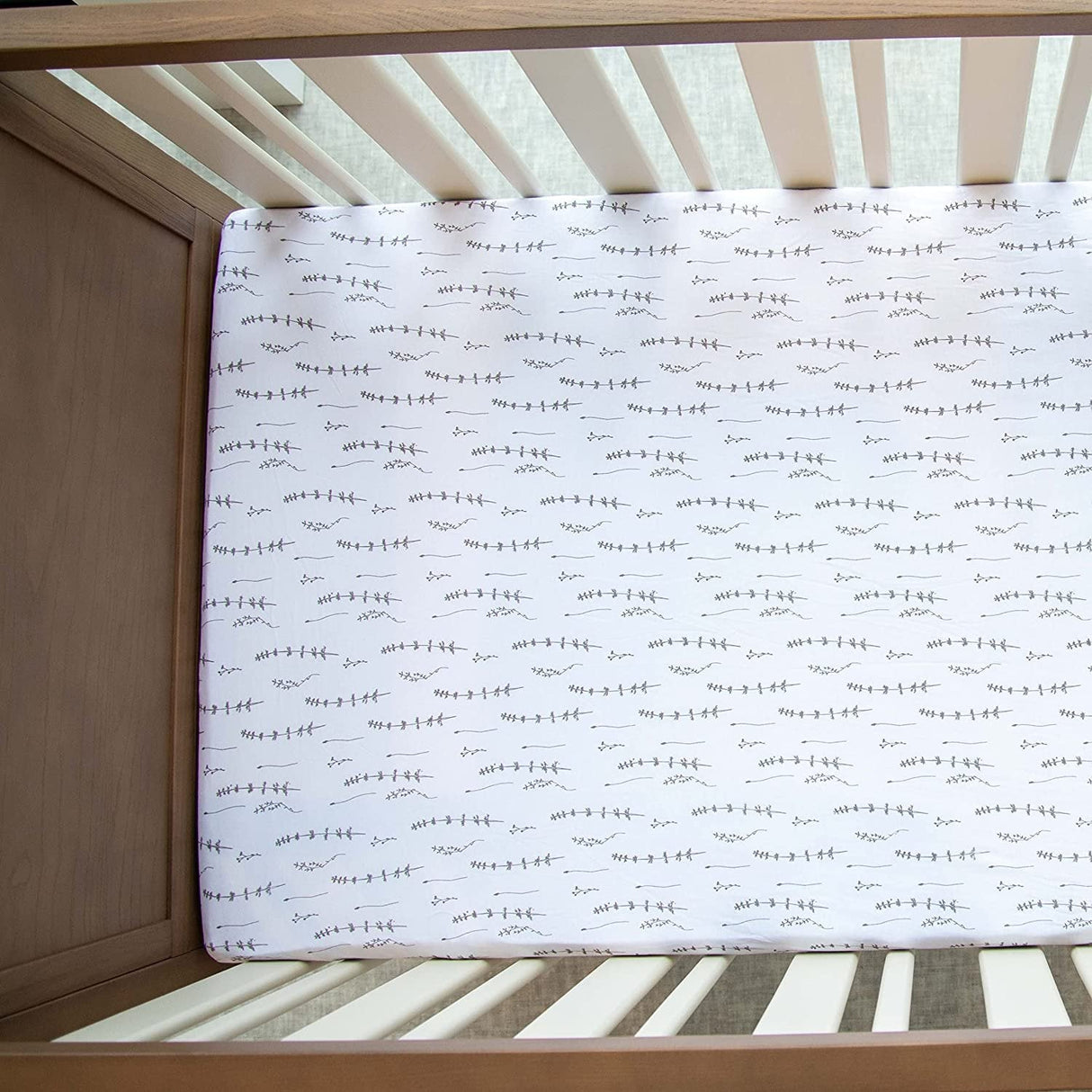 Crib Sheet Set - Forest Grey Leaf - HoneyBug