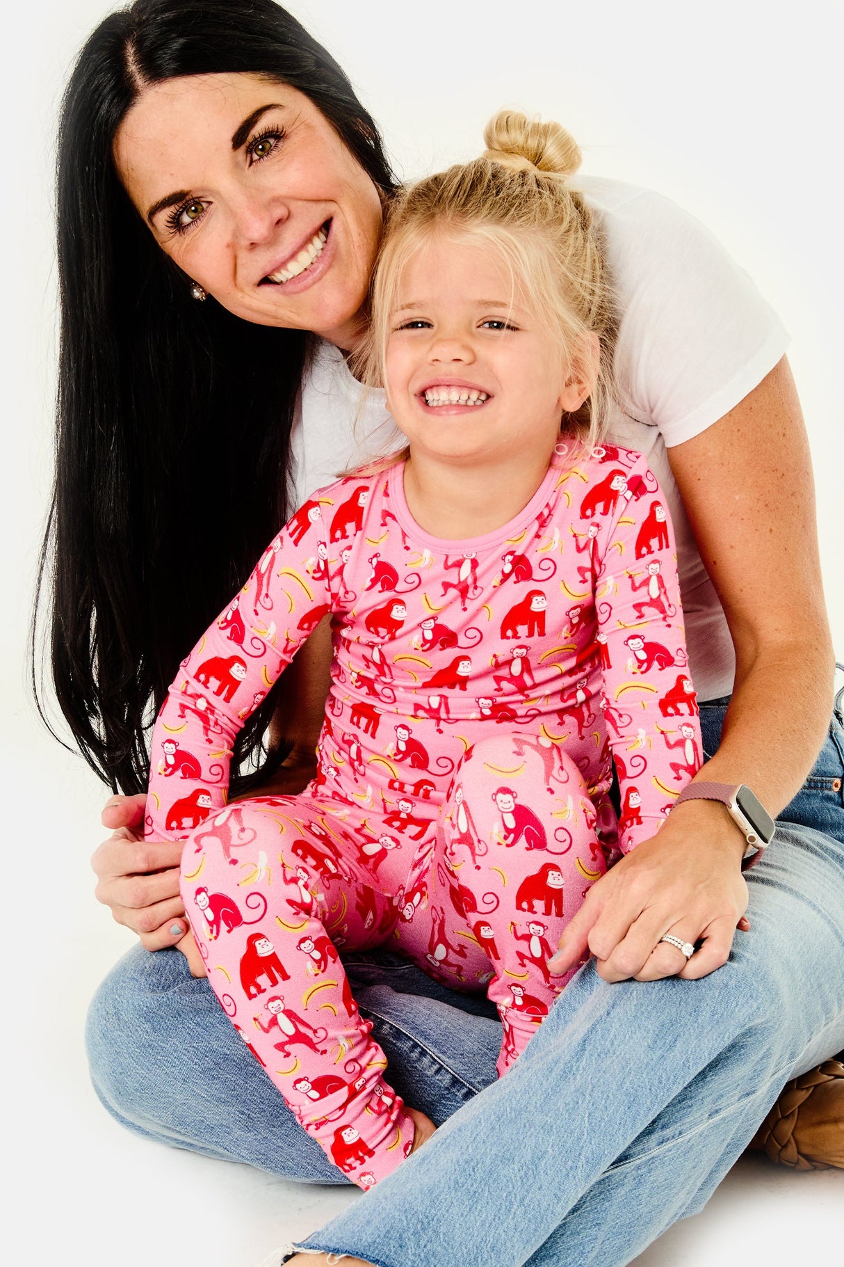 Long Sleeve Pajama Set - Monkeying Around Pink - HoneyBug