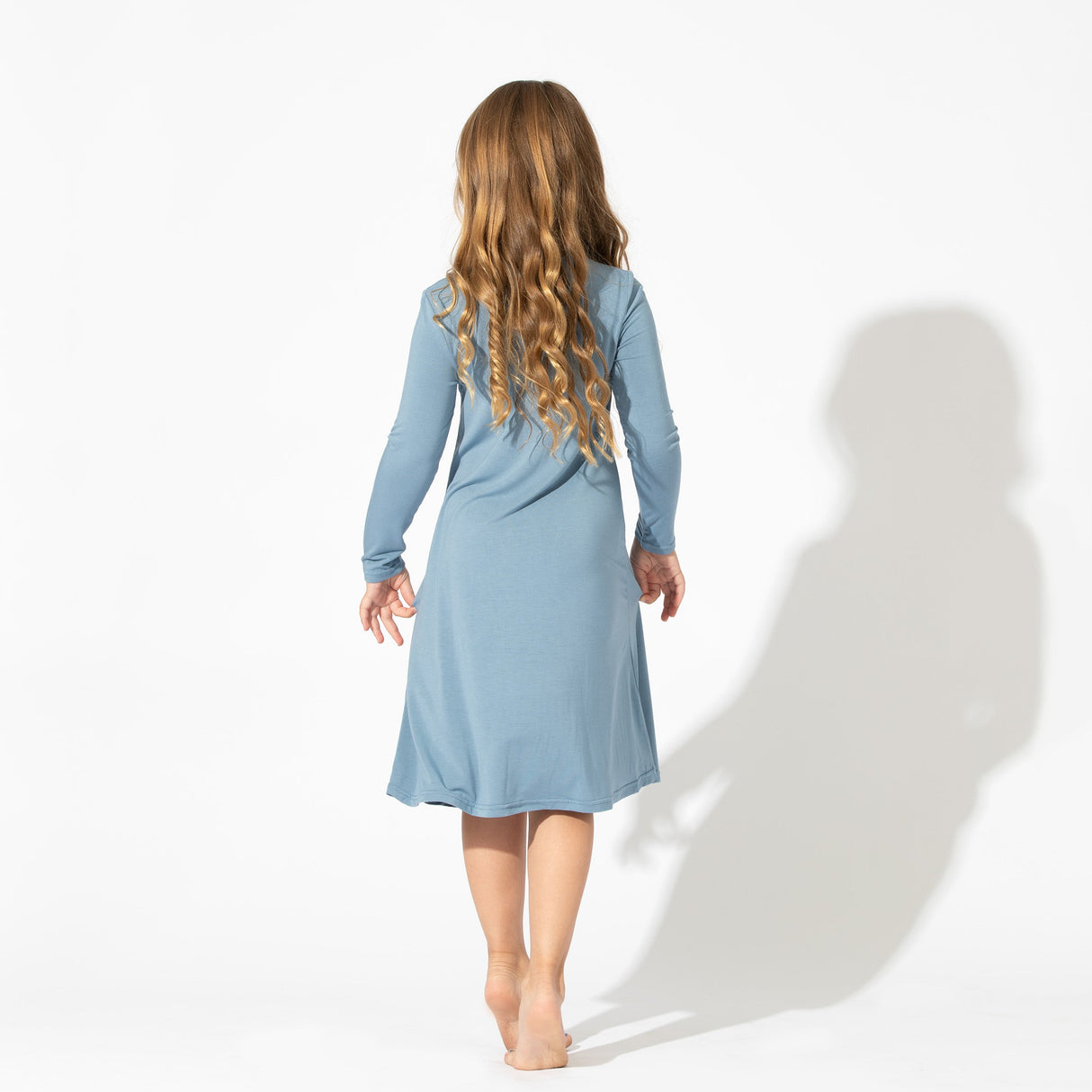 Oasis Teal Bamboo Girls' Long Sleeve Dress - HoneyBug