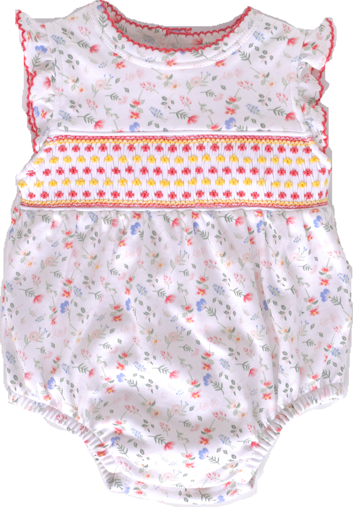 Madison Smocked Floral Bubble - HoneyBug