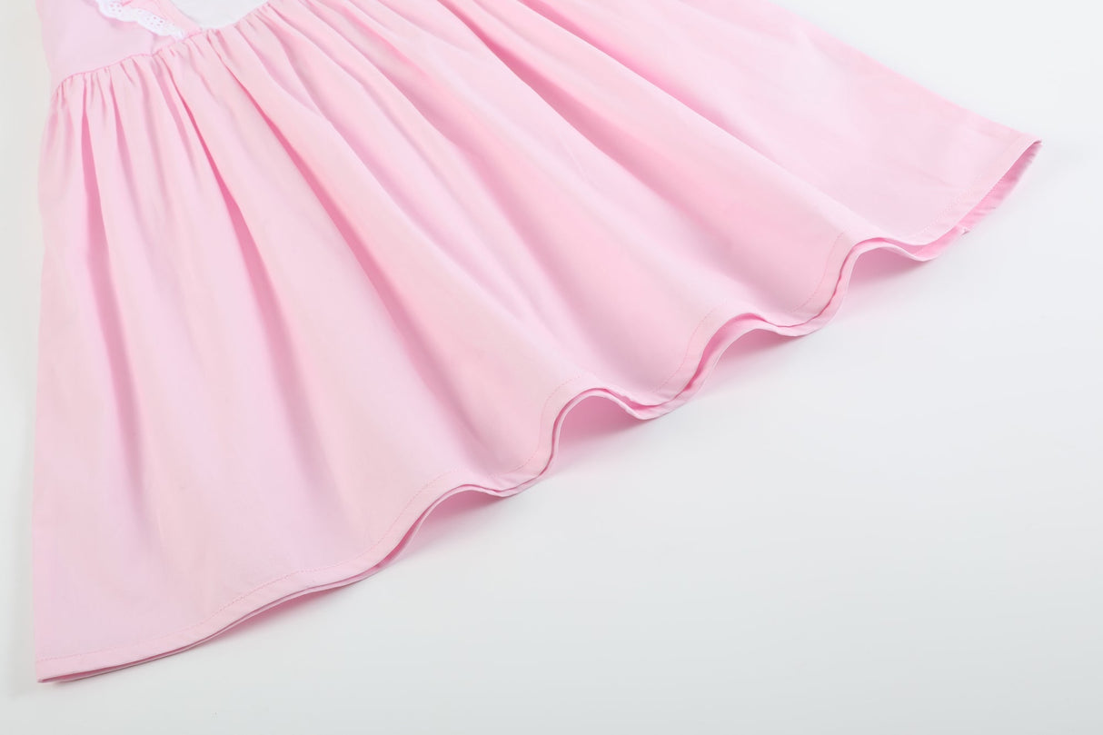Pink Bunny Ruffle Shoulder Dress
