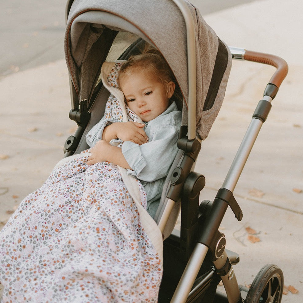 Cotton Muslin Baby Quilt - Pressed Petals - HoneyBug