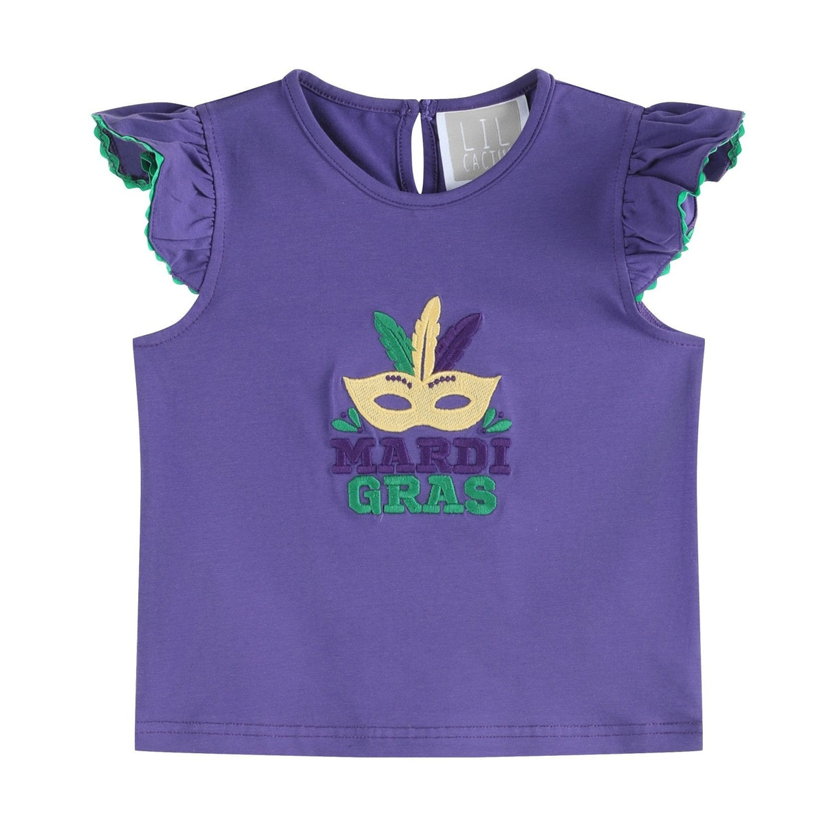 Purple Mardi Gras Applique Ruffle Shirt