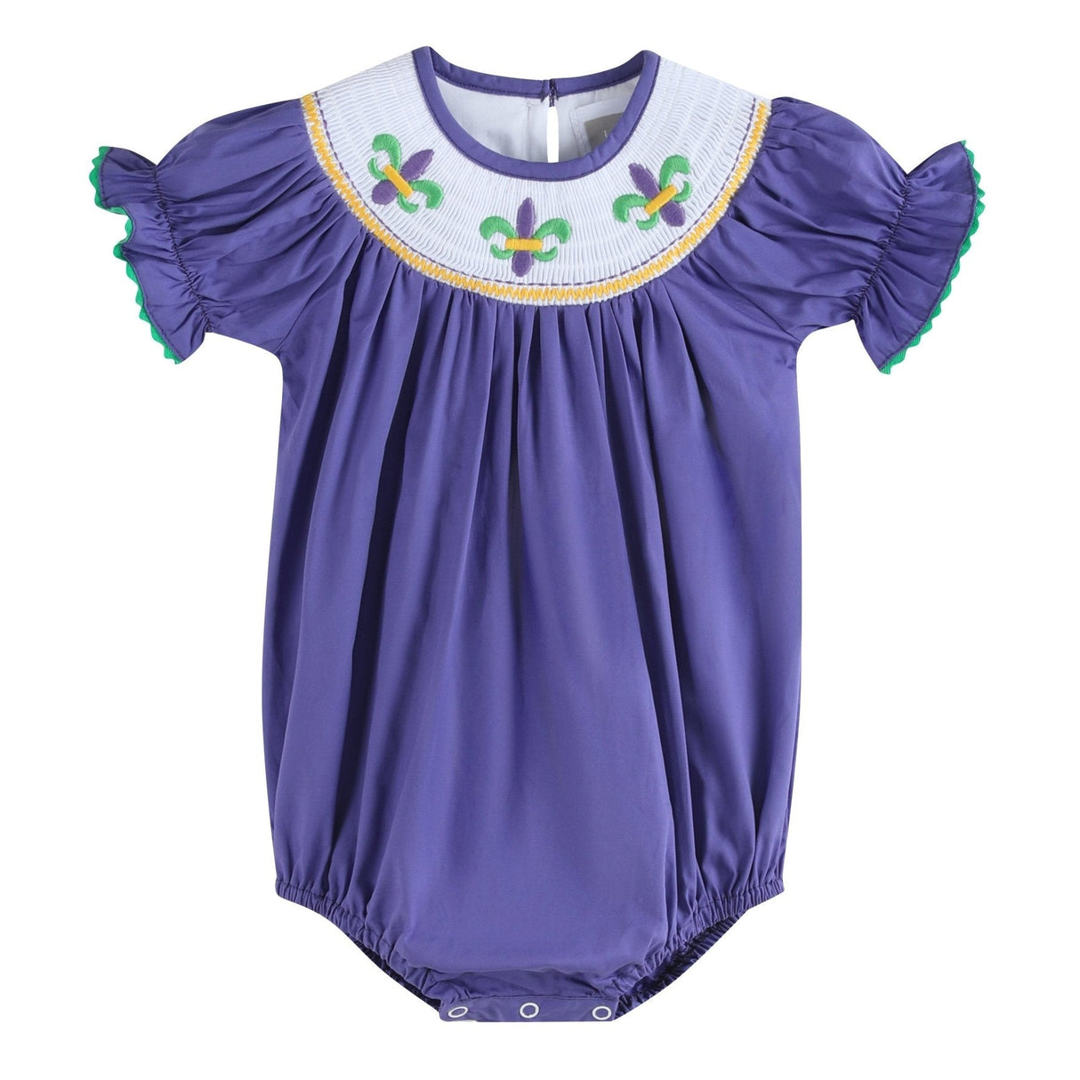 Purple Mardi Gras Smocked Romper
