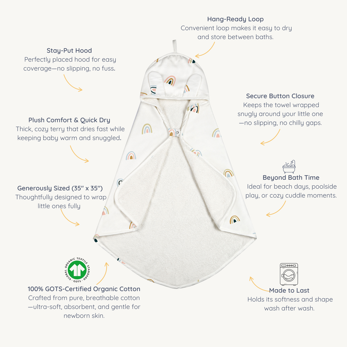 Organic Baby Towel - Rainbow