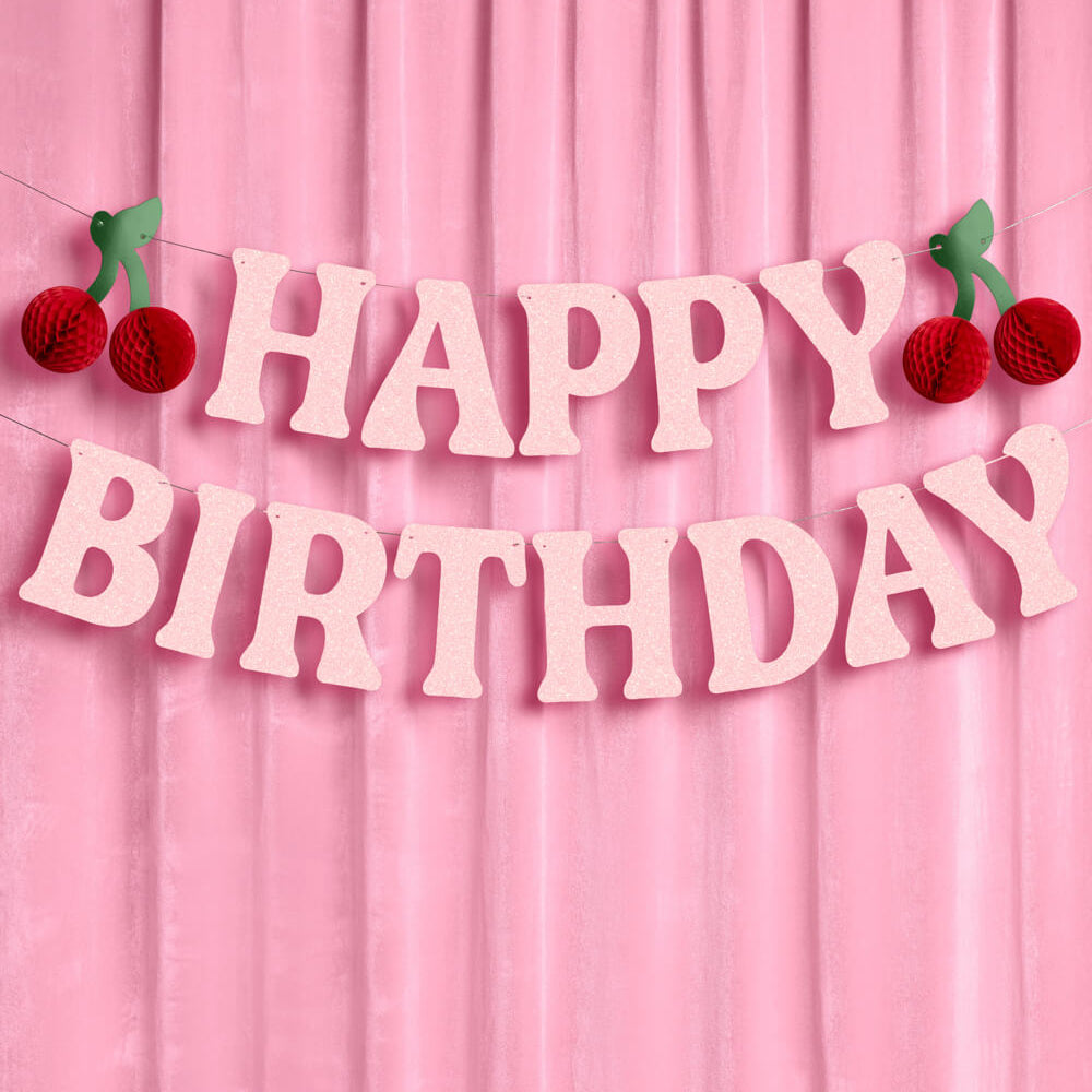Cherry On Top Bday Banner - 3D Glitter Banner