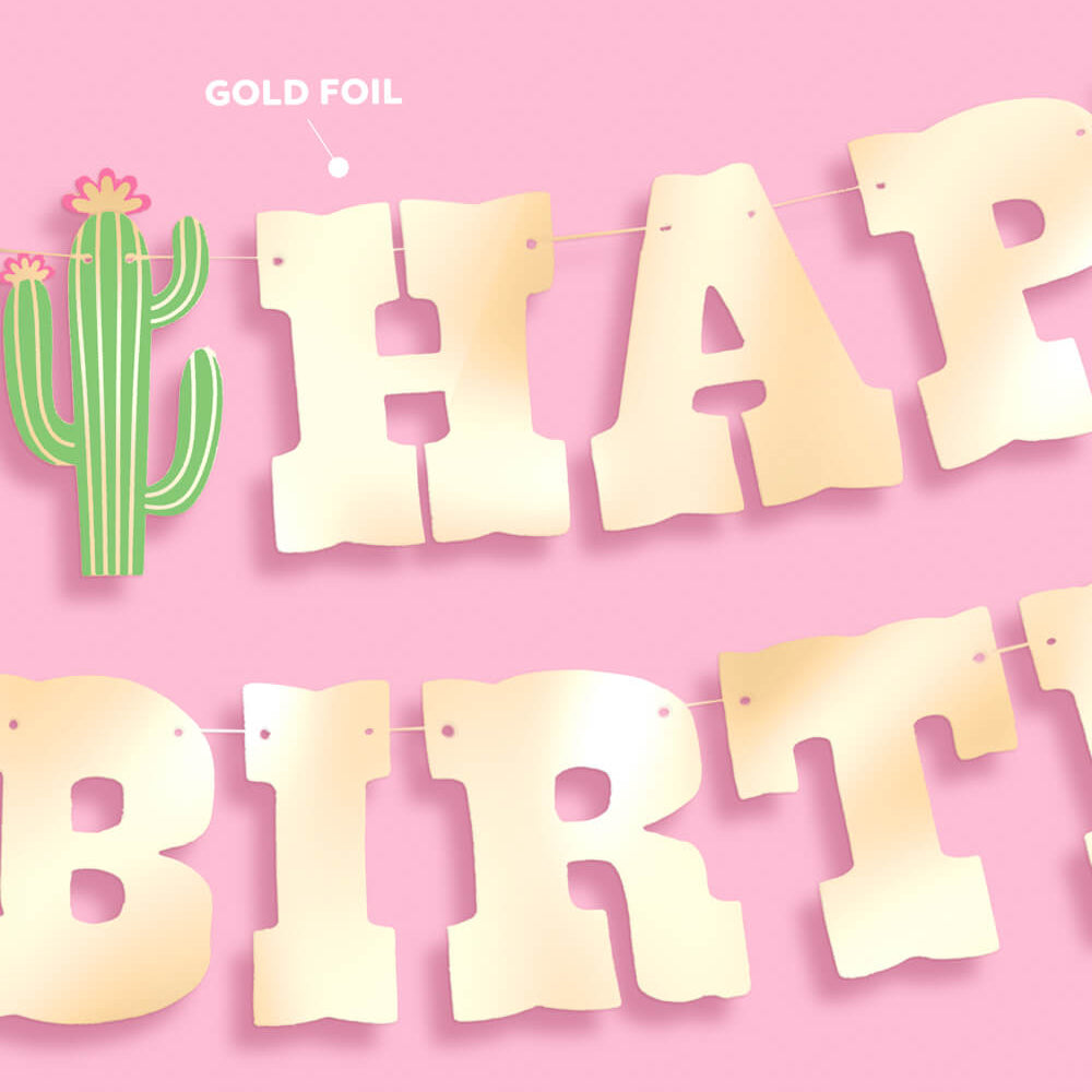 HBD Cowgirl Banner - Gold Foil Banner