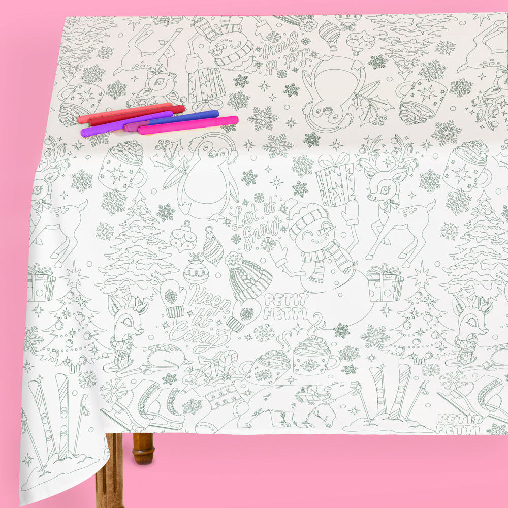 Color Me Merry Paper Tablecloth - Coloring Tablecloth