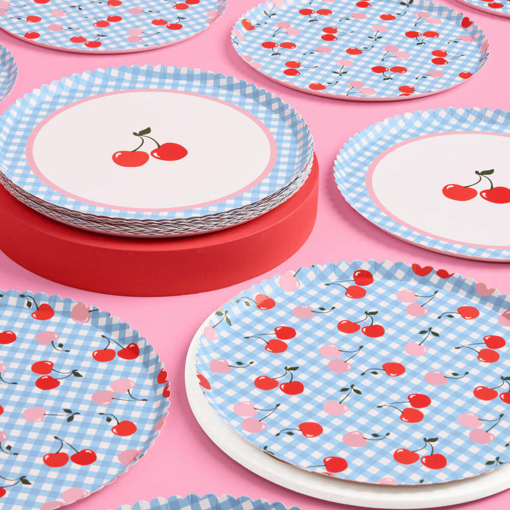 Cherry Plates - 24 Paper Plates