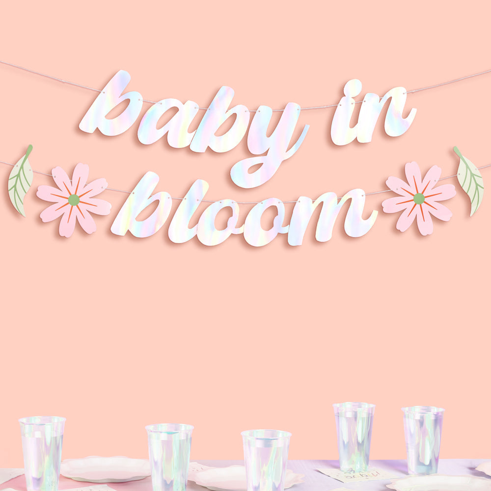 Baby In Bloom Banner - Iridescent Foil Banner