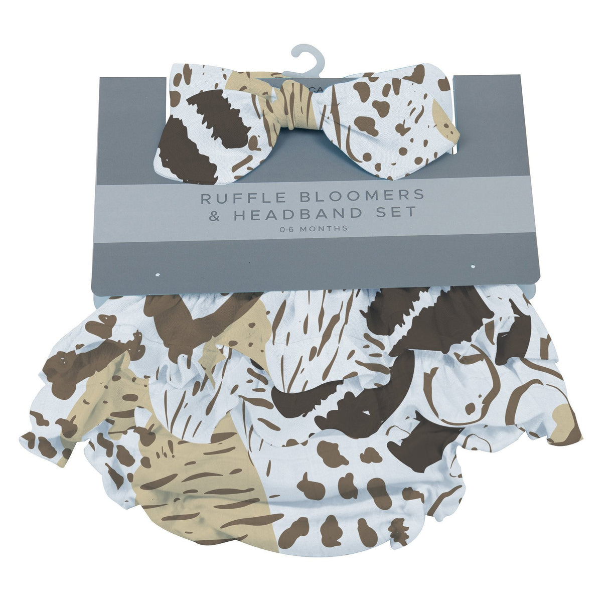 Animal Print Ruffle Bamboo Bloomer Headband Set - HoneyBug